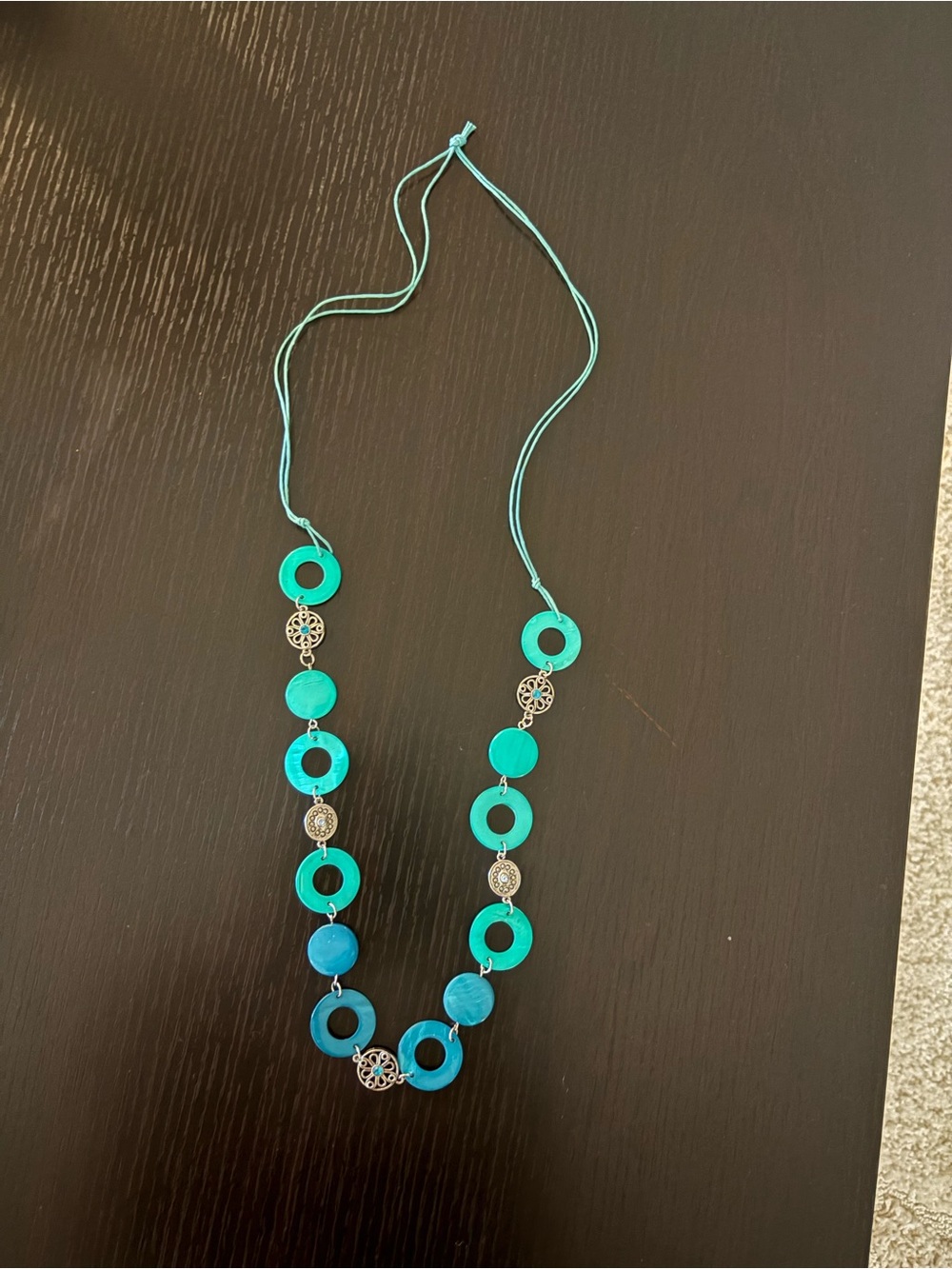 Handmade Turquoise Hoop & Bead Necklace - Women Jewelry
